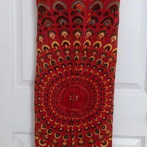 Red Blue Yellow Black Multicolor Mandala Sarong Wrap Skirt Fringe India